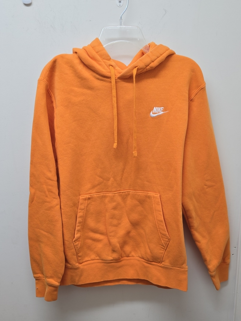 Discounted - Blemishes - Nike Orange Crewneck Hoodie with White Logo - Size M